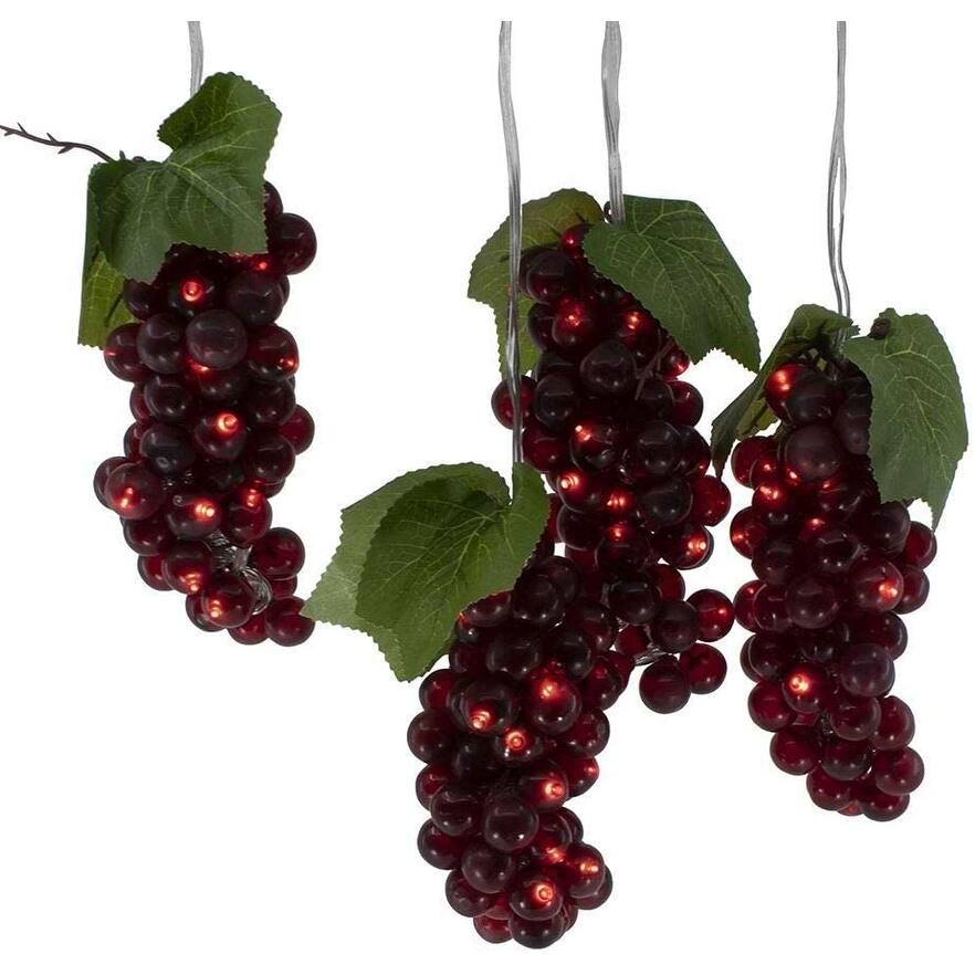 Kurt Adler 100-Light Burgundy LED Grape Light Set with 5 Grape Bunches