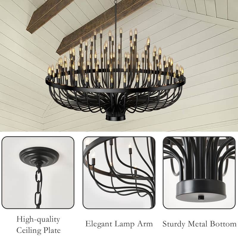 Modern Farmhouse Candle Chandelier Black Large Wagon Wheel Chandeliers