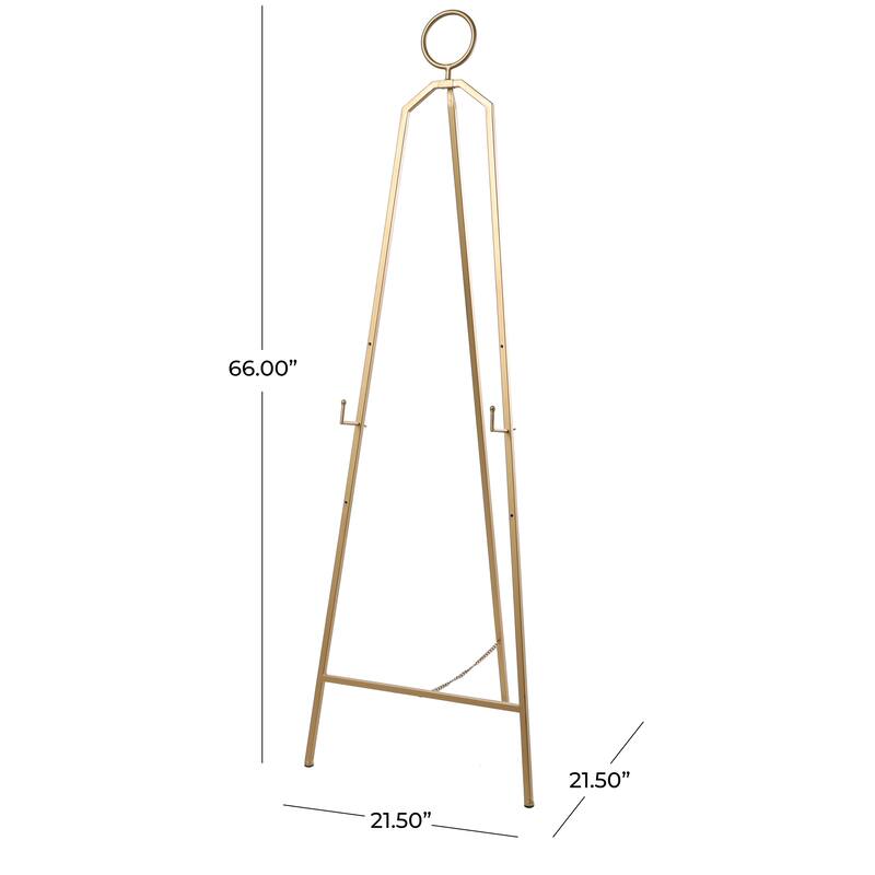 Gold Metal Tall Adjustable 3 Tier Display Easel with Circular Ring Top