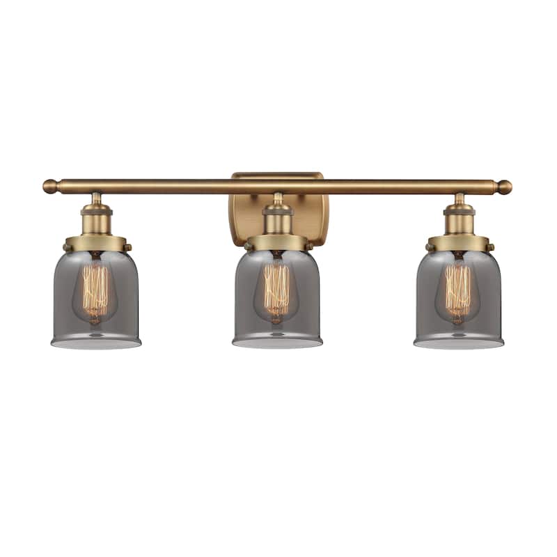 Innovations Lighting Ballston Urban Bell - 3 Light 26" Bath Vanity Light - Brushed Brass/Light Smoke