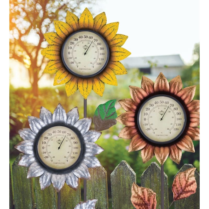 Flower Thermometer Stake - Copper