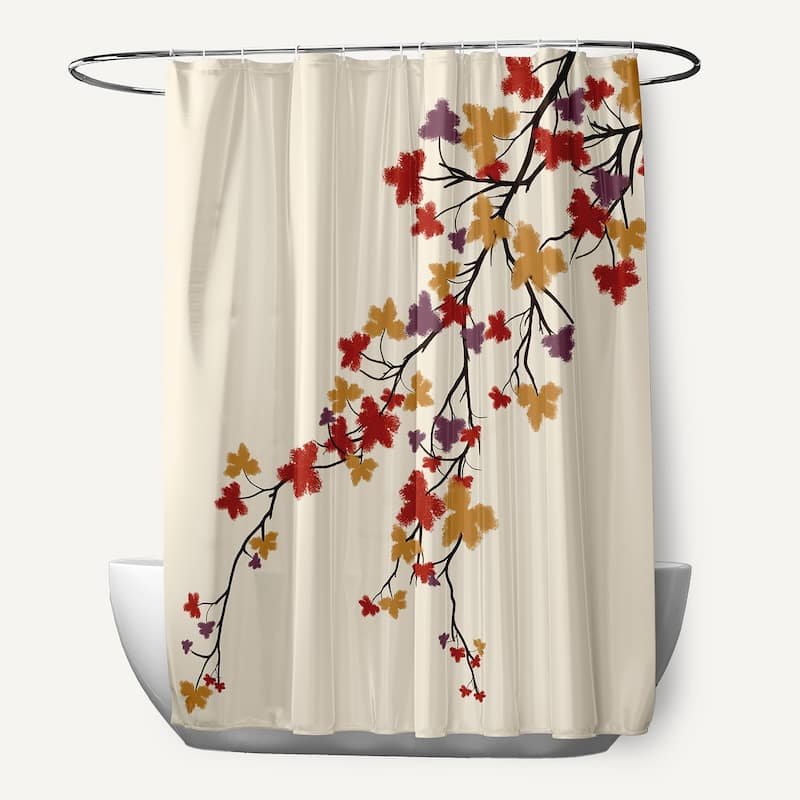 Maple Hues Flower Print Shower Curtain (71 x 74) - Purple