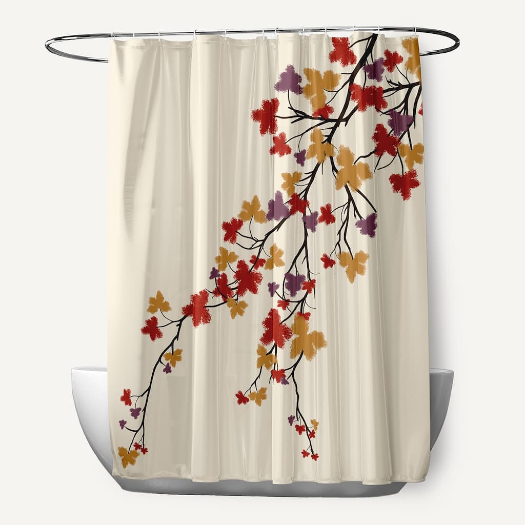 Maple Hues Flower Print Shower Curtain (71 x 74)