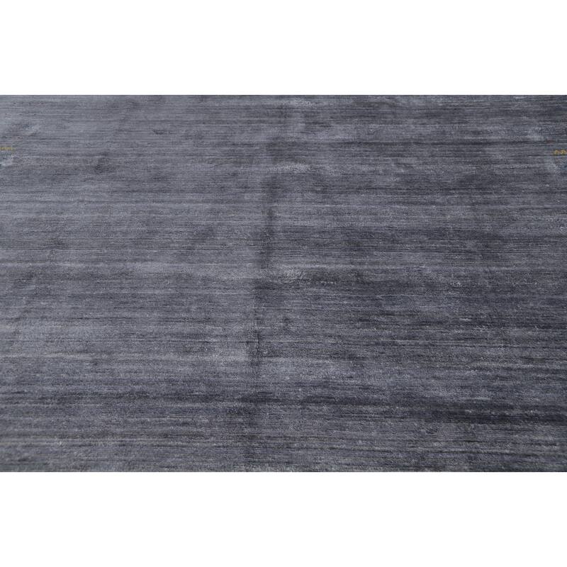Hand Knotted Oriental Viscose Silk Carpet Tribal Animal Pictorial Greys & Charcoal Gabbeh Area Rug - 12' 1'' X 9' 0''