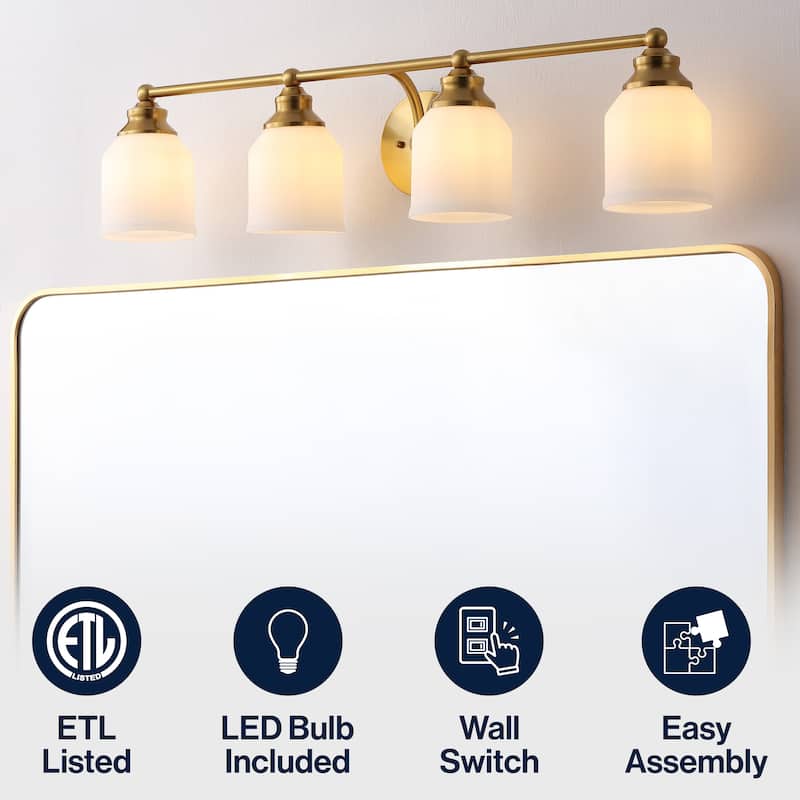 JONATHAN Y Jayne Iron/Frosted Glass LED Vanity Light