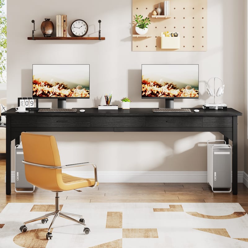 78.7" Extra Long Computer Desk, Two Person Large Desk with 2 Drawers