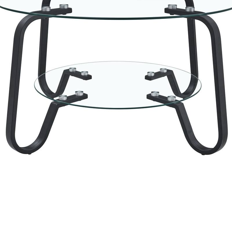 Vintage Minimalist Metal & Glass Coffee Table - 31.5" Square, Double Layer Tempered Glass