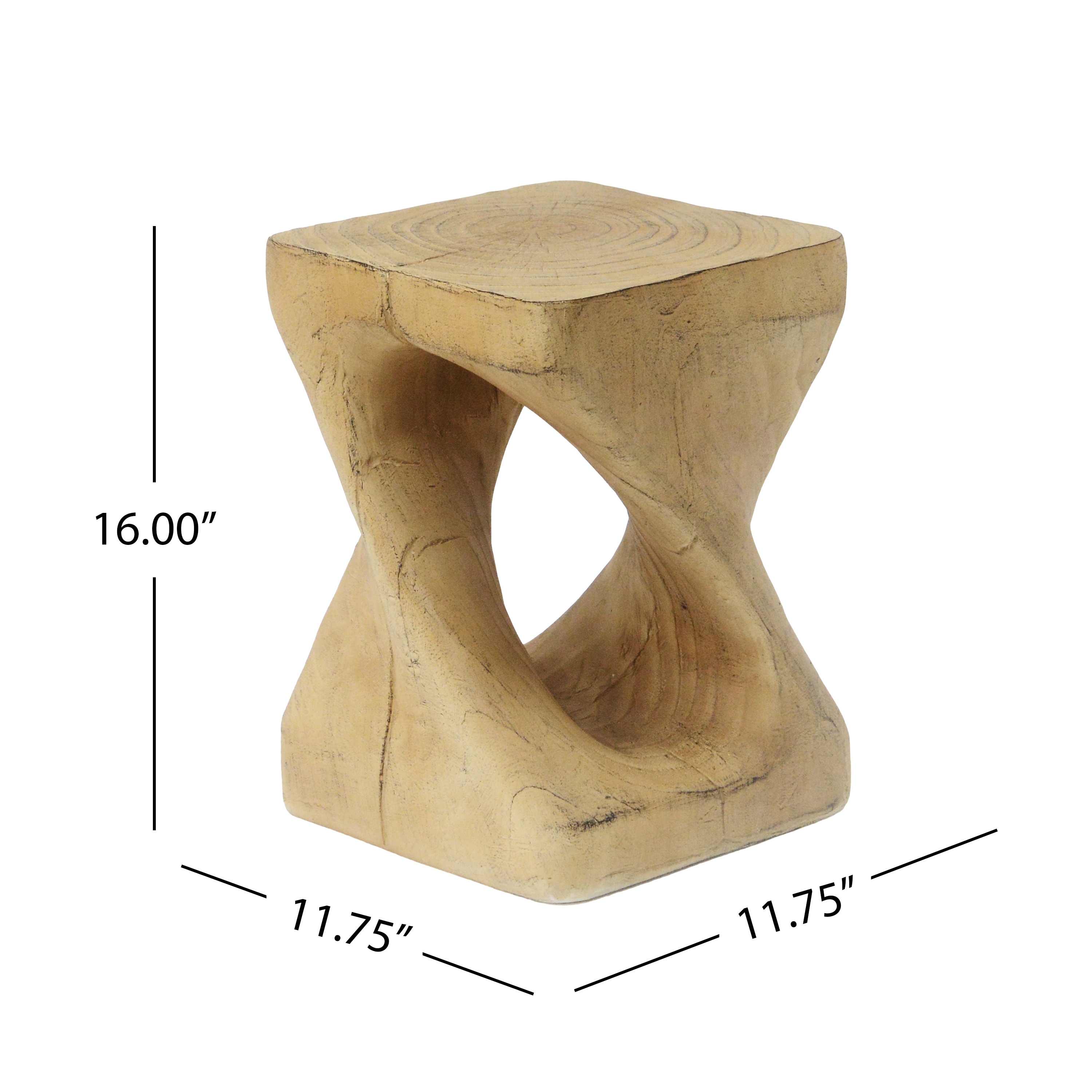 Unique Hollow Twisted Spiral Shape Side Table with Wood Grain