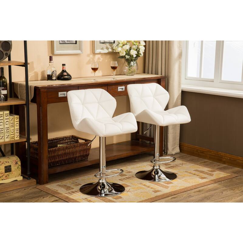 Contemporary Tufted Adjustable Height Hidraulic Bar Stools, Set of 2