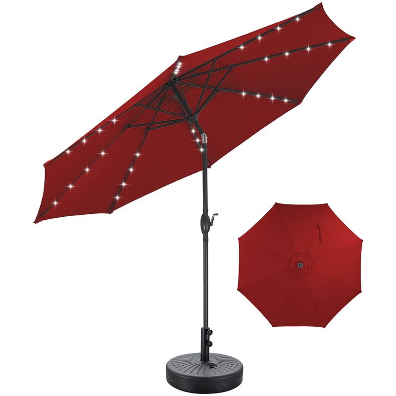 Autlaycil 10ft Solar LED lights Outdoor Patio Umbrella With Base