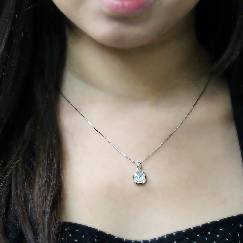 Auriya 3/4ctw Asscher-Cut Diamond Necklace 14-karat White Gold (G-H, VS1-VS2)