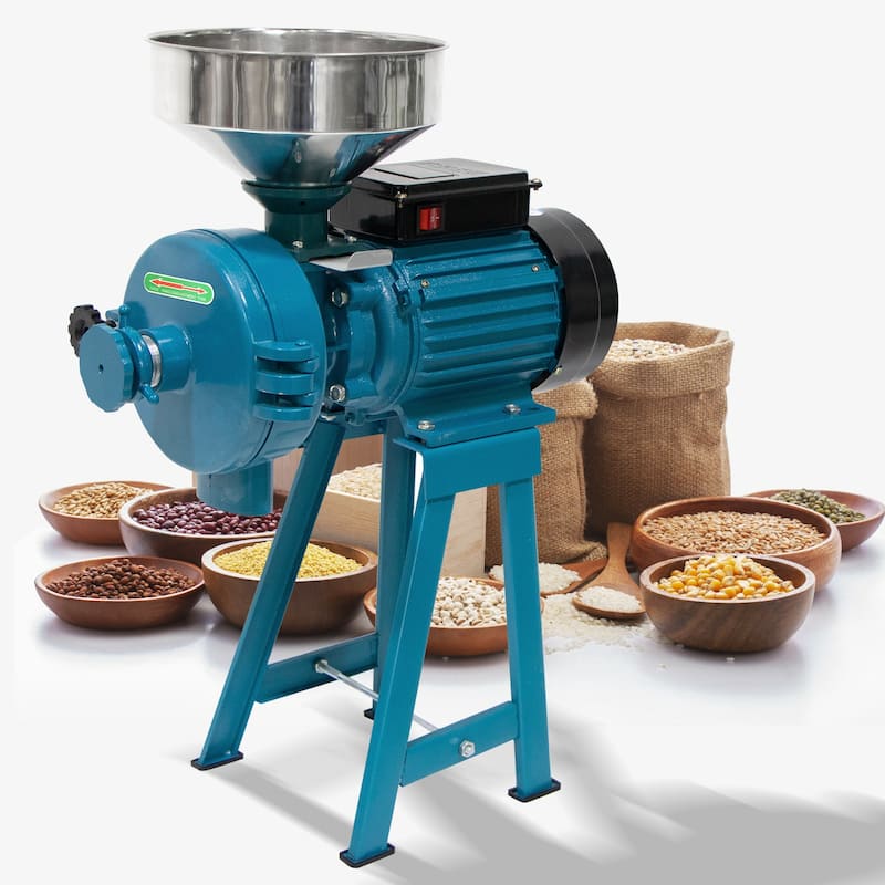 DoCred Electric Grinder Mill, Wet and Dry Cereals Grinder w/Funnel - Black