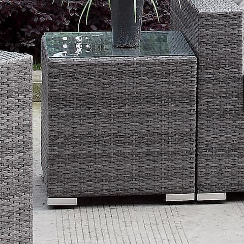 Furniture of America Pyle Contemporary Grey 20-inch Wicker Patio End Table