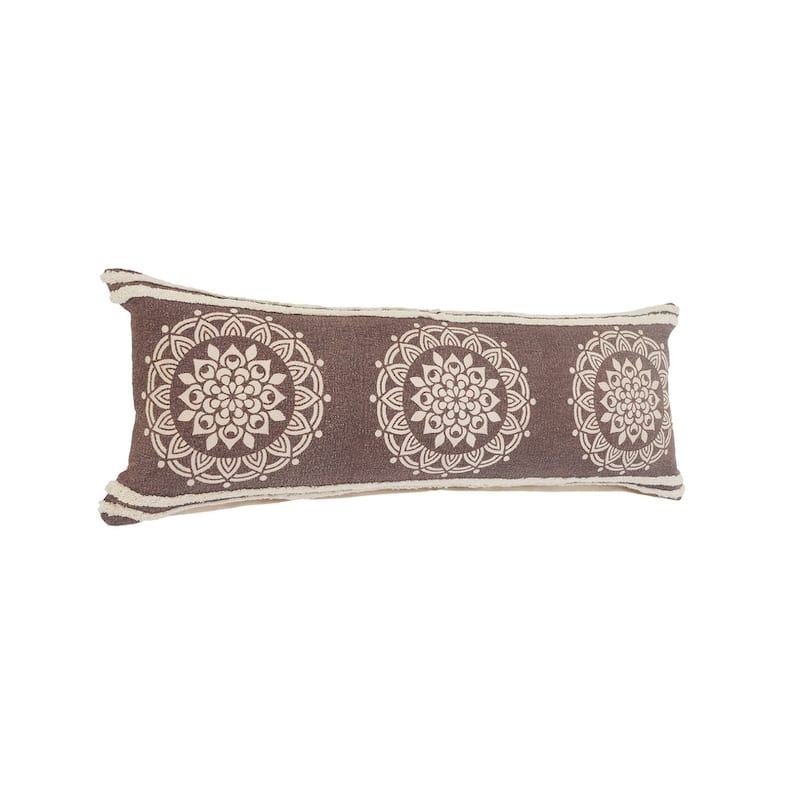 HomeRoots 14" X 36" Brown And White 100% Cotton Striped Zippered Pillow