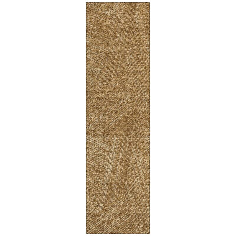 Machine Washable Indoor/ Outdoor Solid Geo Chantille Rug