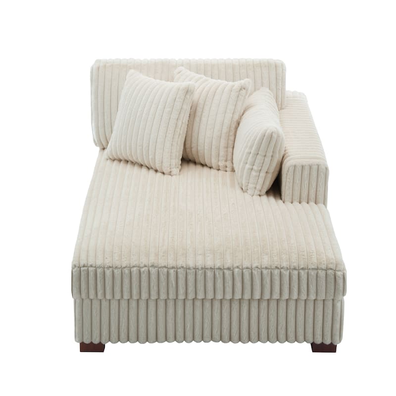 42" W Plush Corduroy Upholstered Chaise Lounge Sleeper for Living