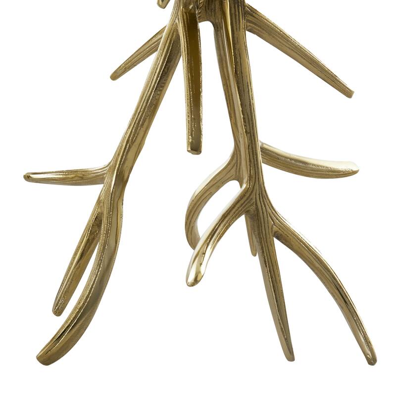 Gold or Silver Aluminum Metal Tree Side End Accent Table with Branch Inspired Bases (Set of 3)