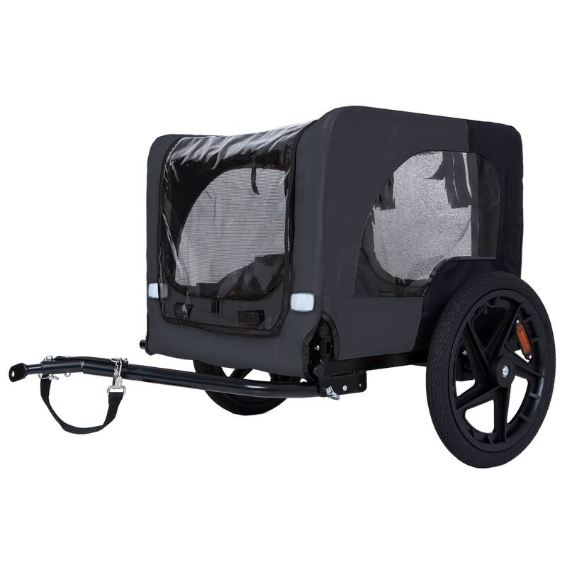 Outdoor Heavy Duty Collapsible Pet Bike Trailer with 16-Inch All-Terrain Wheels & Universal Hitch, Foldable Carrier Cart