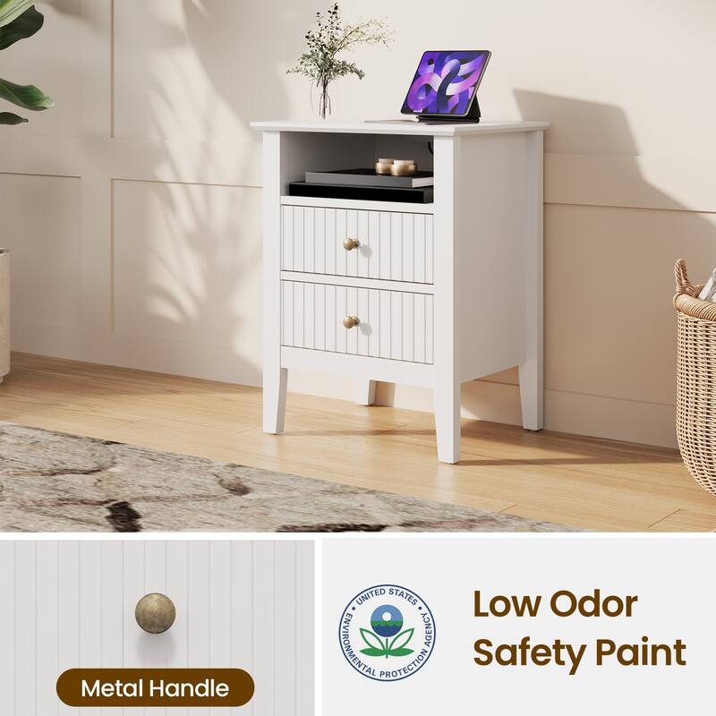 Nightstand with 2 Drawers, Set of 2