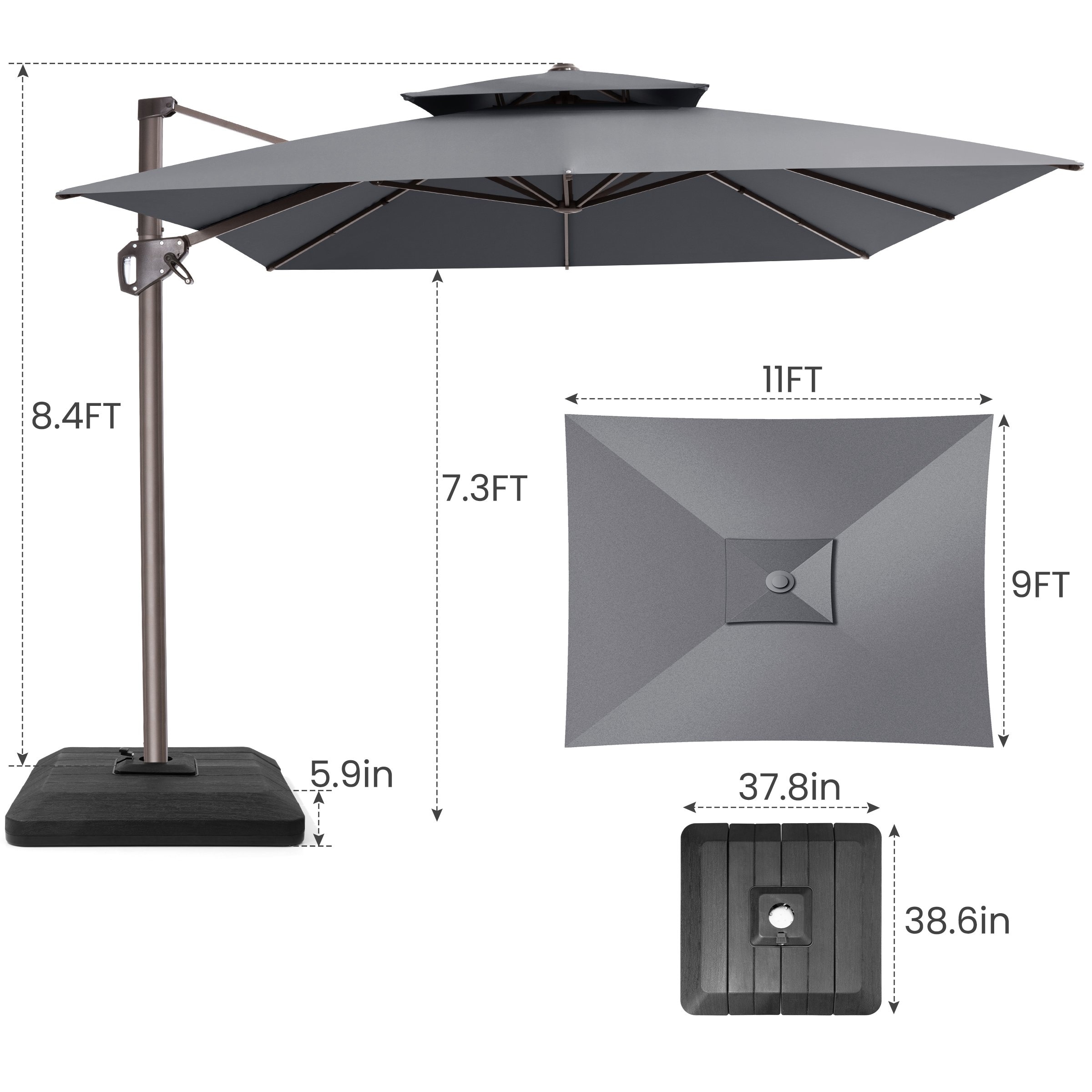 4 ft patio umbrella PURPLE LEAF 4' x 6' Market Umbrella Outdoor Table Umbrella Aluminum with Push Button Tilt & 8 Sturdy Ribs and Crank Rectangular Outdoor Umbrellas for Pool Backyard Beach quality fabric Offset Patio Umbrella, Aluminum Pole,
