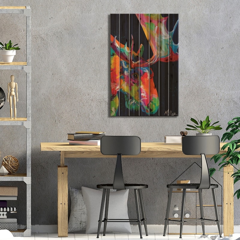Mangy Moose Print On Wood by Tracy Miller - Multi-Color