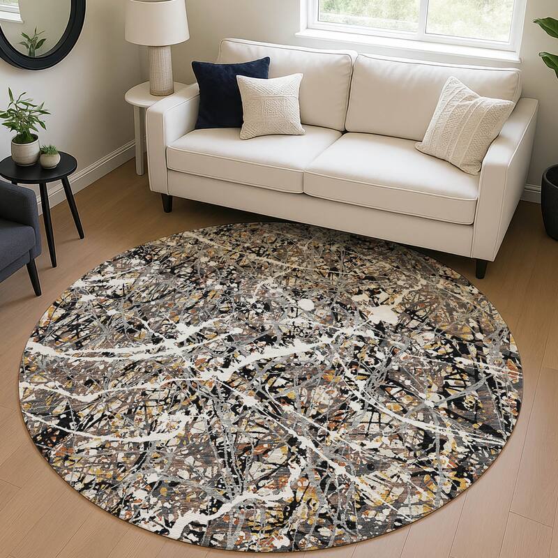 Machine Washable Indoor/ Outdoor Modern Splatter Chantille Rug