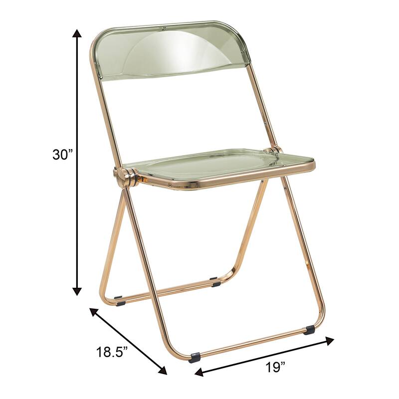 Lawrence Modern Foldable Transparent Acrylic Folding Dining Chair with Accent Gold Chrome Frame for Home Living and Dining Room - Amber