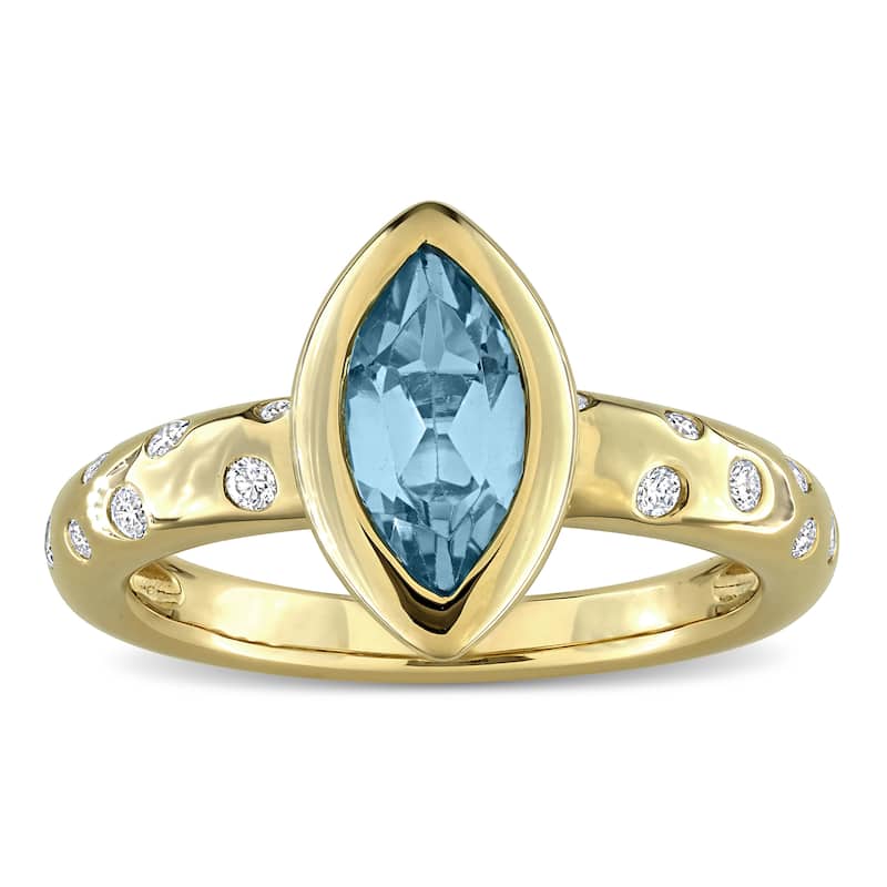 Miadora Gemstone and 1/4ct TDW Diamond Ring in 10k Yellow Gold