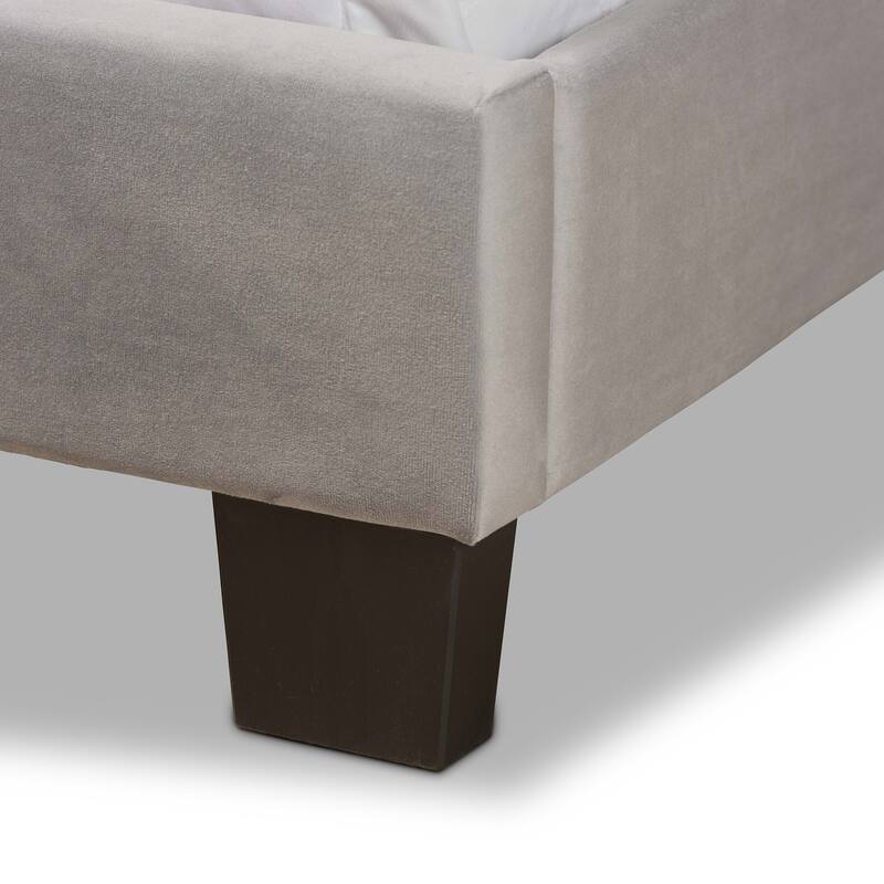 Benjen Modern Glam Velvet Fabric Upholstered Panel Bed