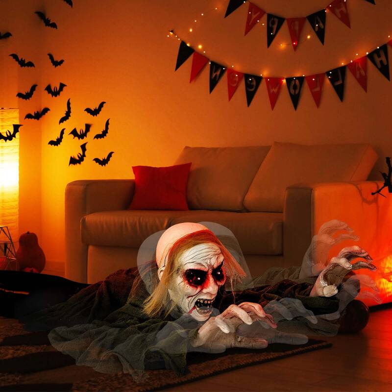 Costway Halloween Groundbreaker Voice Activated Climbing Zombie w/ - See Details