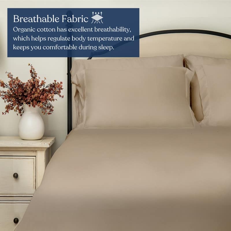 Delara GOTS Certified 100% Organic Cotton Duvet Cover Set 400TC, Long Staple Cotton, Moisture-Wicking, Smooth & Breathable
