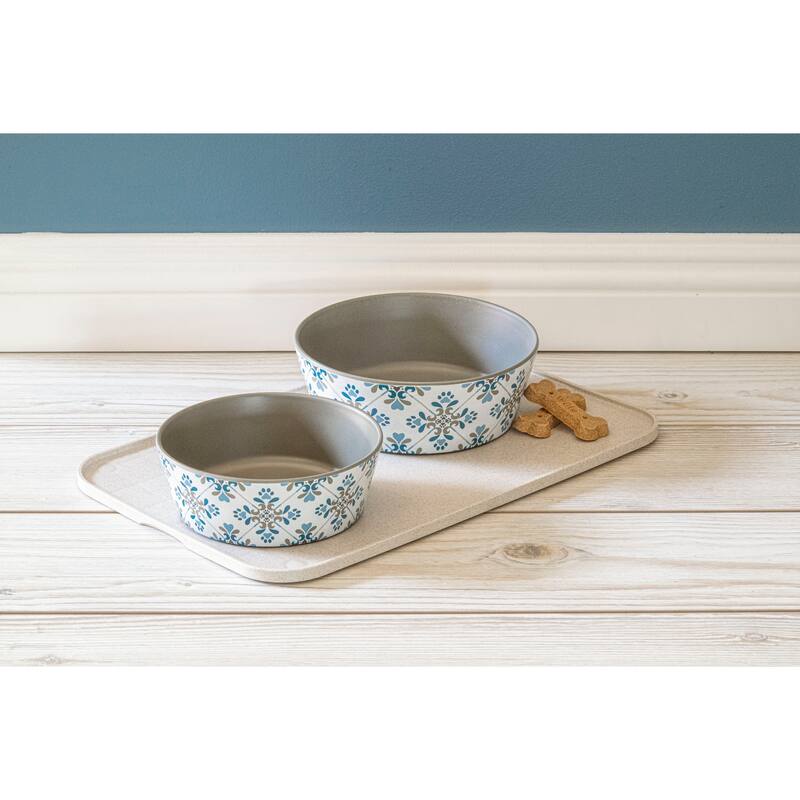 Abode Homewares Pawsitano Tile Planta Pet Bowl - White - Set of 2