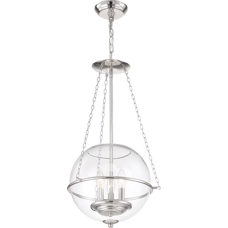 Odyssey 3-Light Pendant Fixture Polished Nickel with Clear Glass - N/A