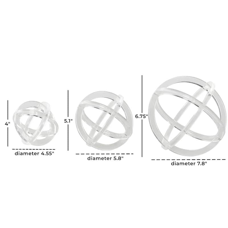 Clear Acrylic Plastic Delicate Geometric Decorative Sculpture (Set of 3)