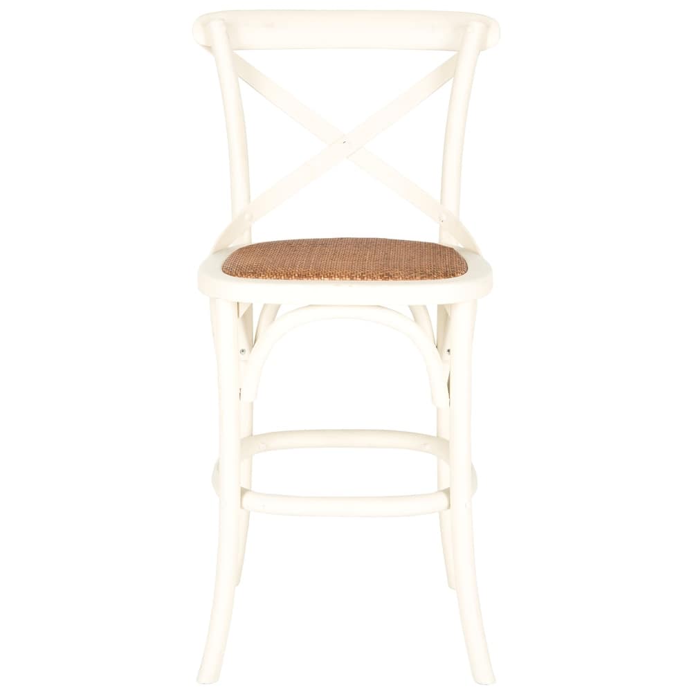 SAFAVIEH Gerarde 24-inch x-Back Antique White Counter Stool - 20" W x 22" D x 39" H - 20Wx22Dx39H