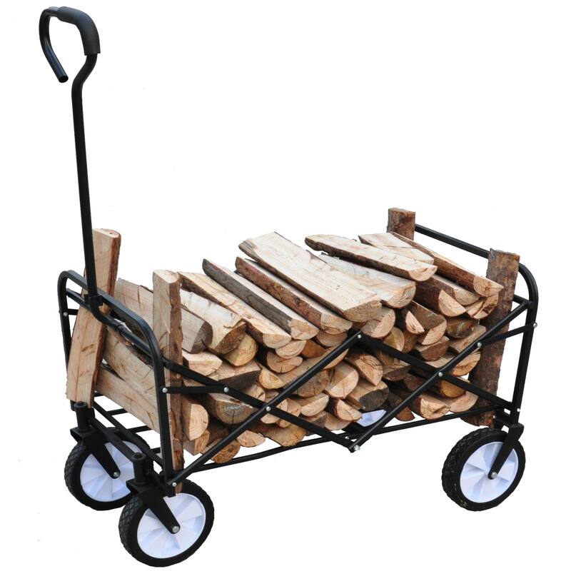 Durable Folding Utility Wagon Cart, 600D Polyester Fabric, 150 lbs Capacity, for Beach, Garden, Camping, and Shopping