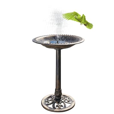 Resin Bird Bath with Small Solar Fountain