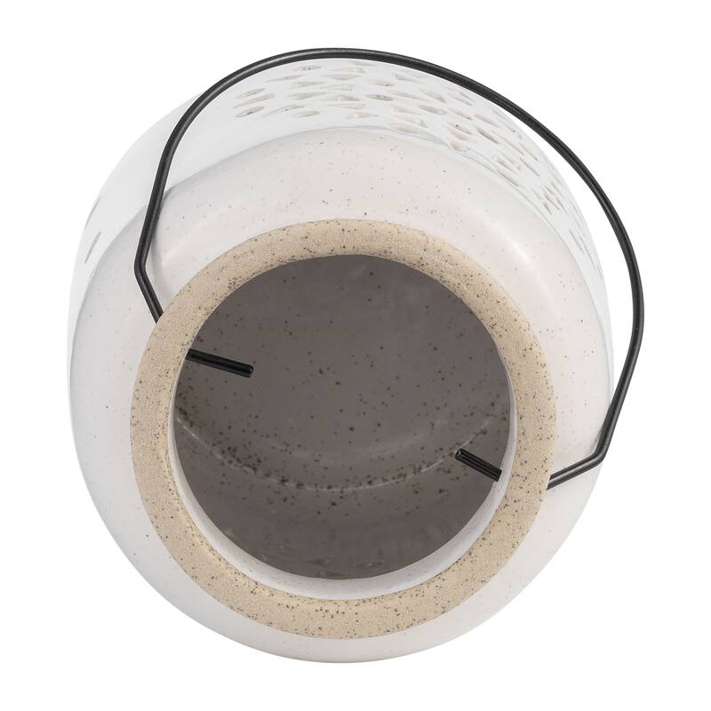 Ceramic Cylinder Flower Cut-Out Lantern - Ivory, 6 in.