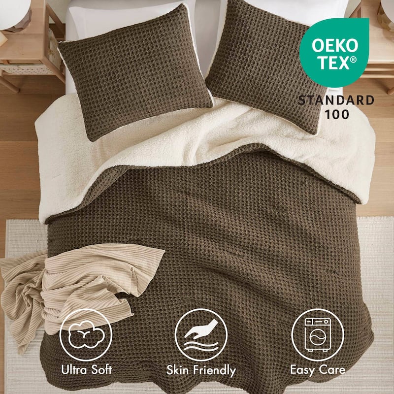 Madison Park Riordan Waffle Knit Chenille Comforter Set