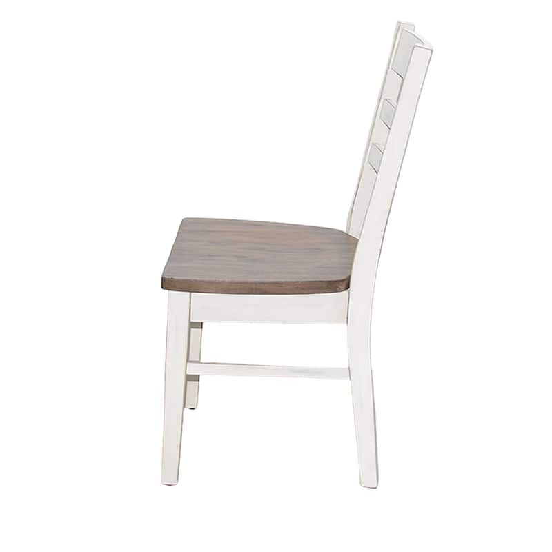 Dean Dining Chair Set of 2, Ladderback Design, White Mahogany Wood