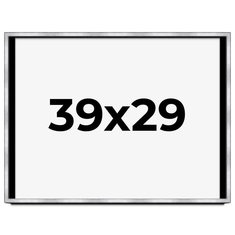 39x29 Shadow Box Frame Silver | 1.375 Inches Deep Real Wood