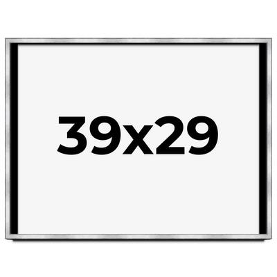 39x29 Shadow Box Frame Silver | 1.375 Inches Deep Real Wood