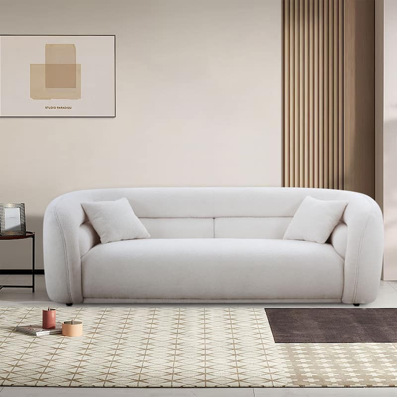 Modern Contemporary 91" Upholstered Curved Sofa With 2 Pillows for Living Room