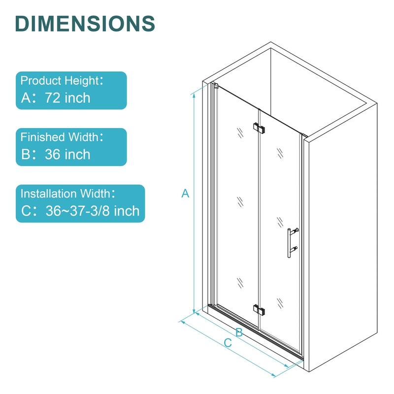 Bifold Semi-Frameless Shower Door in Black Finish