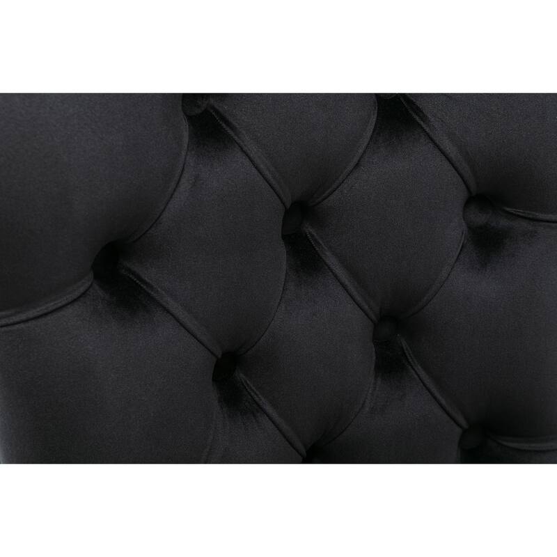 Velvet Dining Chairs Set of 2, Upholstered Dining Chairs with Button Tufted Back, Nailhead Trim & Ring Pull Wingback