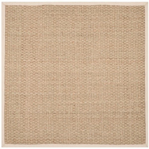 slide 2 of 19, SAFAVIEH Natural Fiber Marina Basketweave Seagrass Rug 10' Square - Natural/Ivory - Square