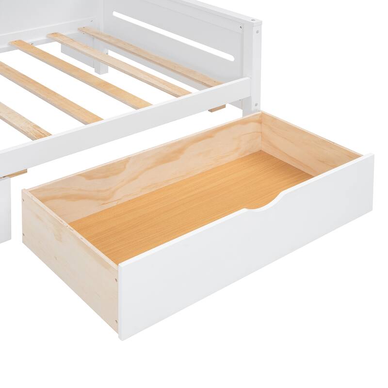 Bookcase Daybed with Storage Cabinets Wooden Captains Bed Built-in LED Lighting