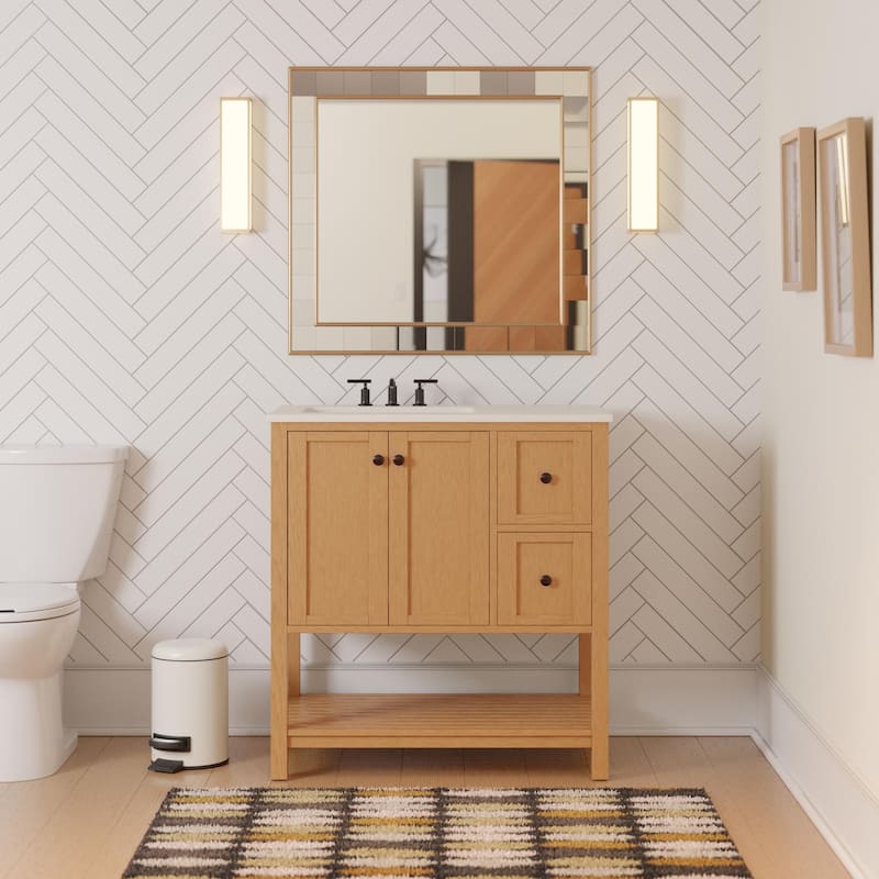 KitchenBathCollection Lakeshore 36" Bathroom Vanity with Engineered White Top
