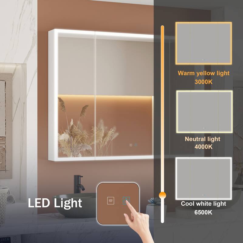 Eco-Friendly LED Light Mirror Adjustable FogResistant Storage Solution - 45.9"x34.6"