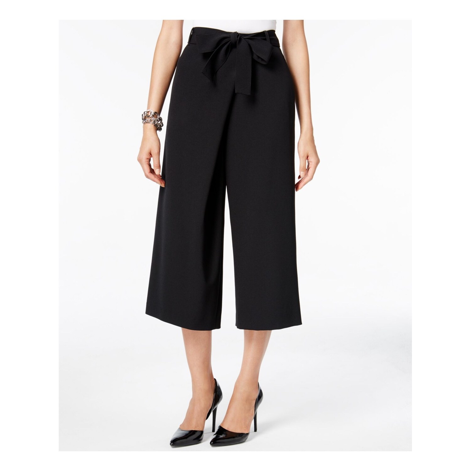 Shop Anne Klein Womens Black Belted Wide Leg Wear To Work Pants